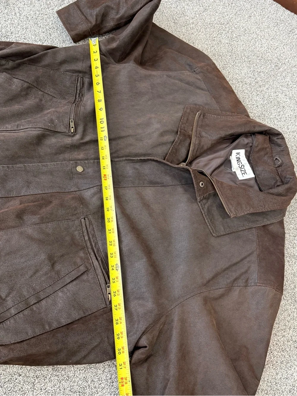 Vintage King Size Chocolate Brown Genuine Suede Bomber Jacket Men’s Big 4XL